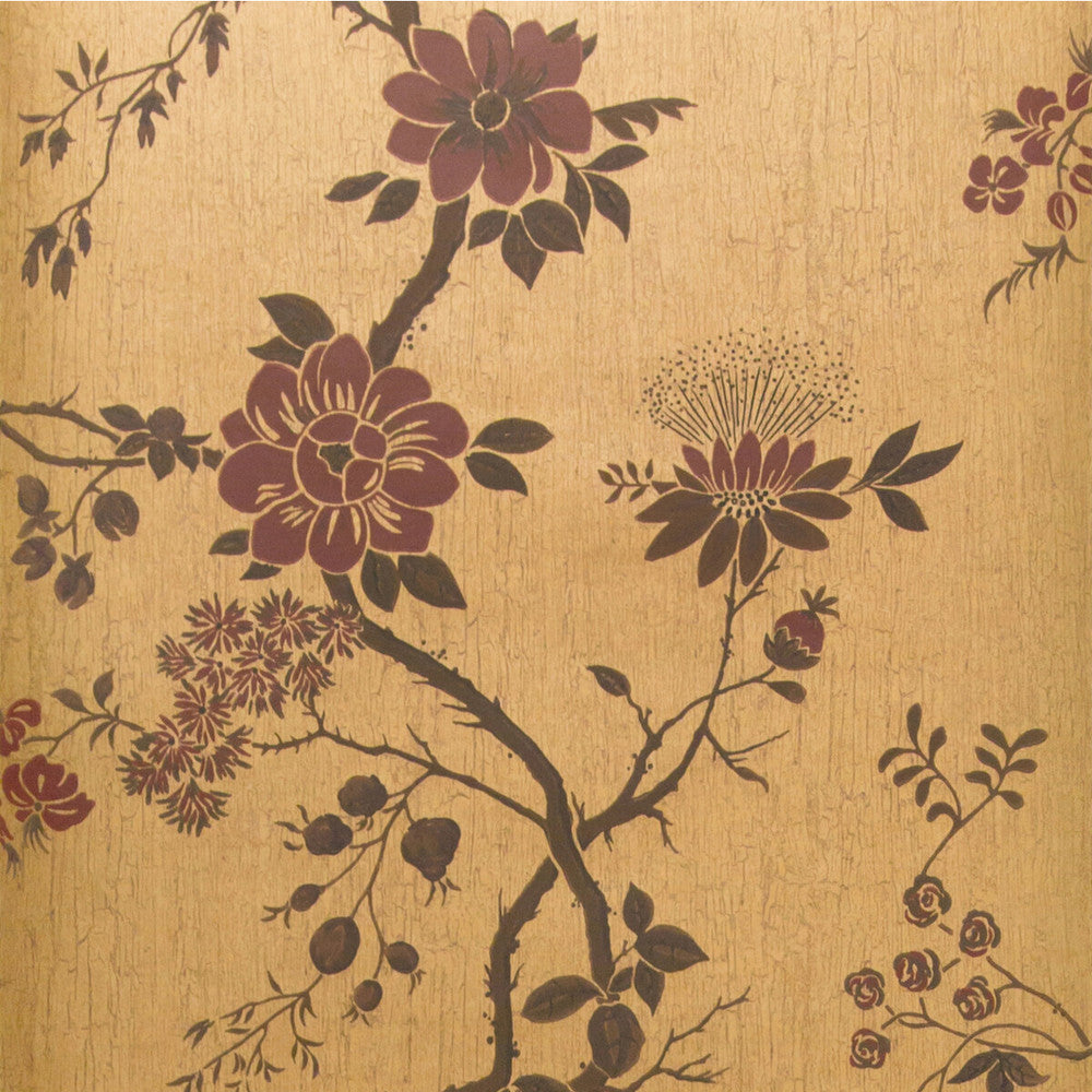 Camellia Crimson/Mtl Gold by Cole & Son Wallcovering COLE & SON BOTANICAL BOTANICA PAPER - 100% United Kingdom Horizontal: and Vertical: 24 20.5 - Fabric Carolina -