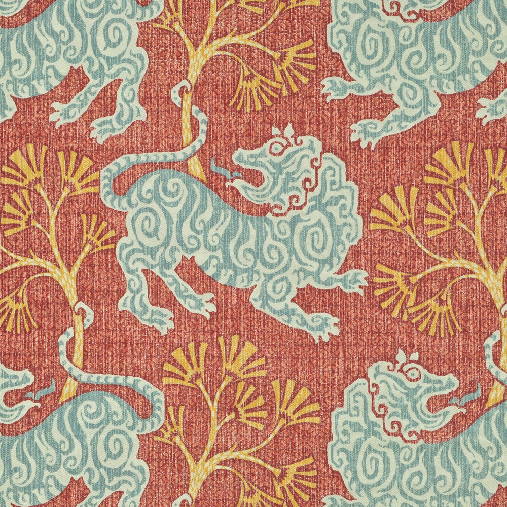Lion Dance Rouge 2 by P Kaufmann Fabrics Fabric