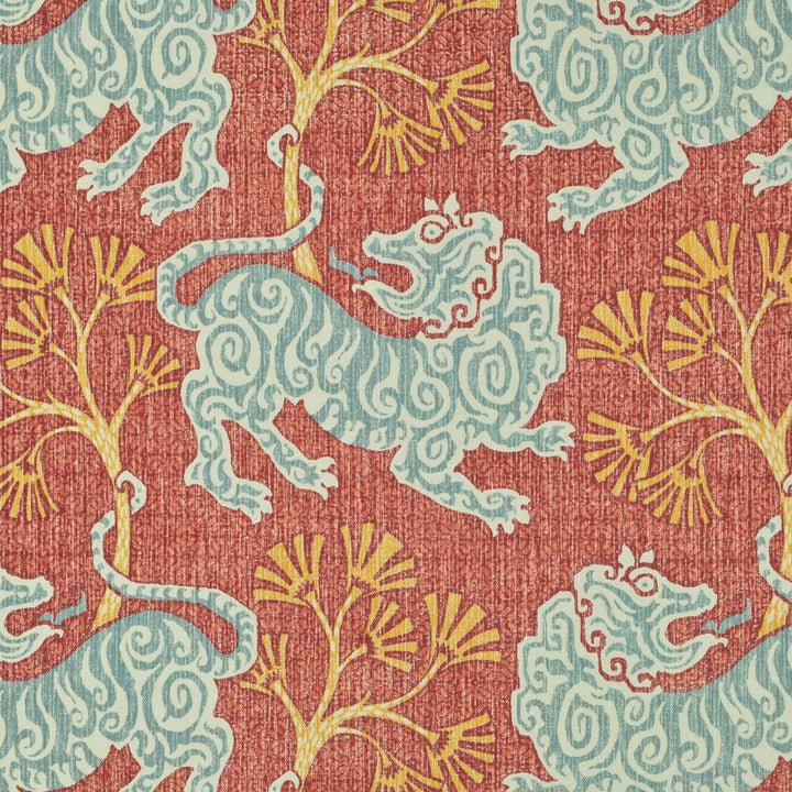 Lion Dance Rouge 2 by P Kaufmann Fabrics Fabric