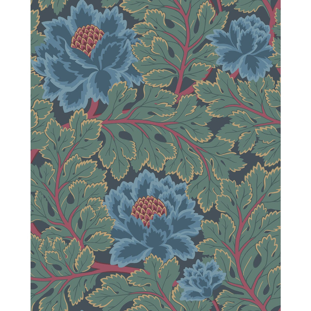 Aurora Petrol/Teal/Ink by Cole & Son Designer Wallcovering COLE & SON PEARWOOD PAPER - 100% United Kingdom Horizontal: 20.5 and Vertical: 25.5 20.5 - Swanky Fabrics -