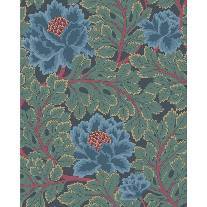Aurora Petrol/Teal/Ink by Cole & Son Designer Wallcovering COLE & SON PEARWOOD PAPER - 100% United Kingdom Horizontal: 20.5 and Vertical: 25.5 20.5 - Swanky Fabrics -