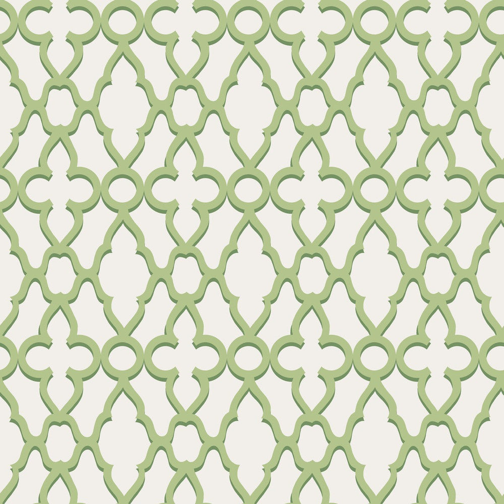 Treillage Leaf Green/Chlk by Cole & Son Designer Wallcovering COLE & SON PEARWOOD PAPER - 100% United Kingdom - Horizontal: 20.5 and Vertical: 20.5 20.5 - Swanky Fabrics -