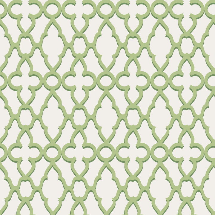 Treillage Leaf Green/Chlk by Cole & Son Designer Wallcovering COLE & SON PEARWOOD PAPER - 100% United Kingdom Horizontal: 20.5 and Vertical: 20.5 20.5 - Swanky Fabrics -