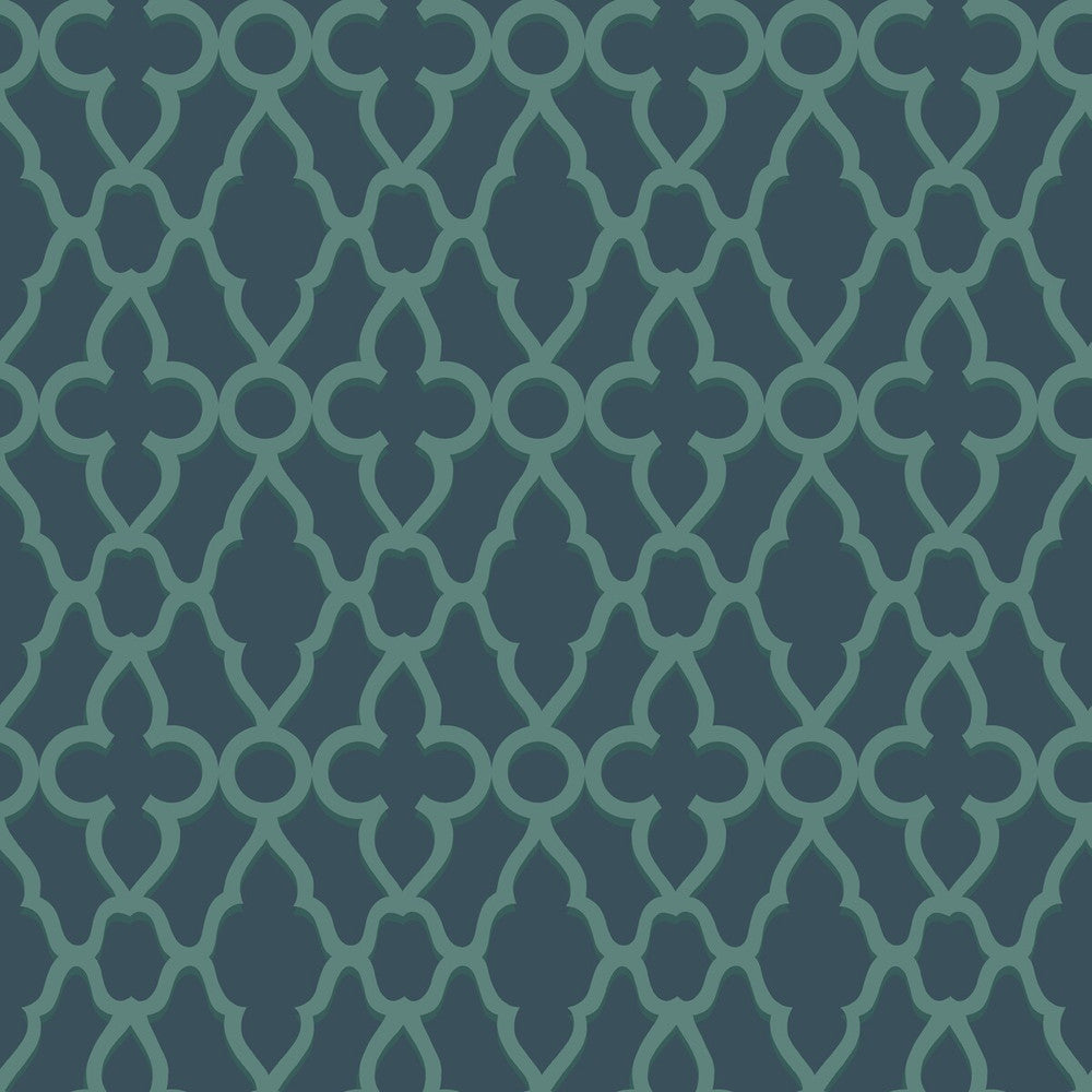 Treillage Viridian/Ink by Cole & Son Wallcovering COLE & SON PEARWOOD PAPER - 100% United Kingdom - Horizontal: 20.5 and Vertical: 20.5 20.5 - Fabric Carolina -