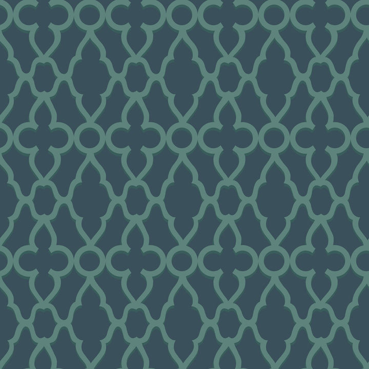 Treillage Viridian/Ink by Cole & Son Wallcovering COLE & SON PEARWOOD PAPER - 100% United Kingdom - Horizontal: 20.5 and Vertical: 20.5 20.5 - Fabric Carolina -