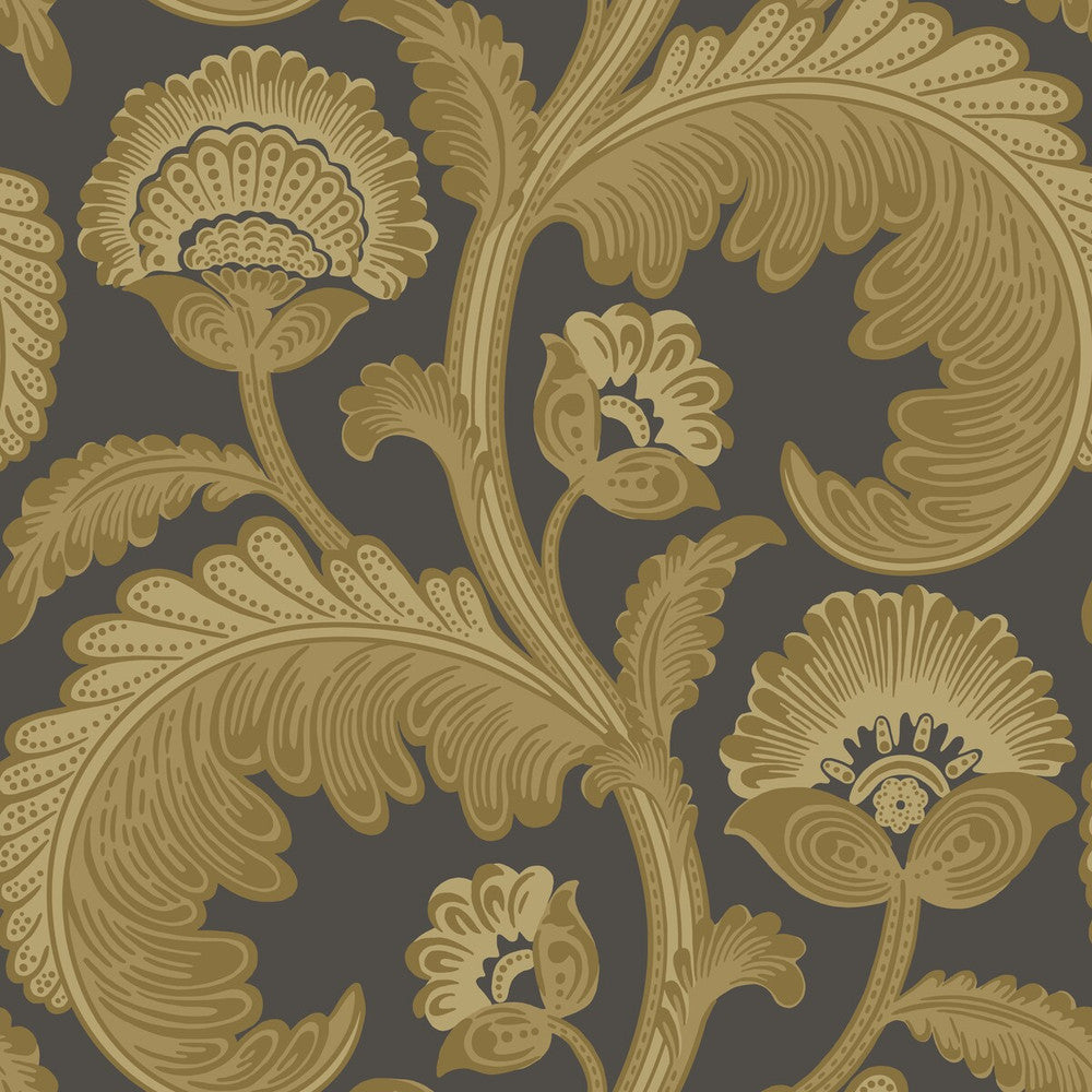 Fanfare Flock Ochre/Char by Cole & Son Wallcovering COLE & SON PEARWOOD PAPER - 100% United Kingdom Horizontal: 20.5 and Vertical: 20.5 20.5 - Fabric Carolina -