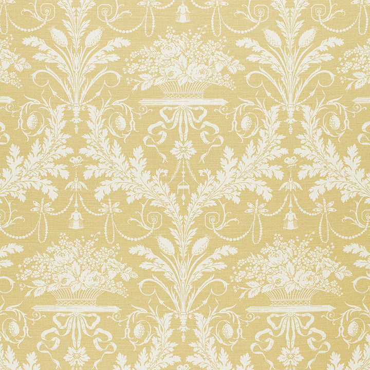Clairemont Damask Yellow 1178015 by Schumacher Fabric Schumacher Fabric Clairemont Damask Yellow 1178015Fabric LINEN 58% UNITED KINGDOM </p><p>Repeat: H: HORZ. 9" (23CM) , V: VERT. 36" (91CM) 54 - Fabric Carolina -