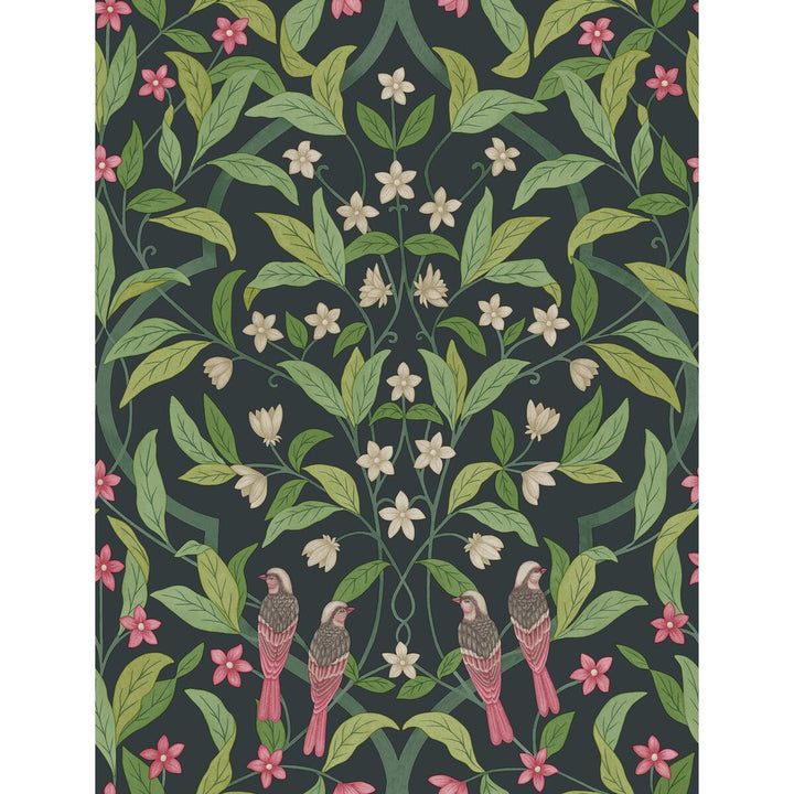 Jasmine & Serin Symphony Rose/Grn/Viridian by Cole & Son Wallcovering COLE & SON SEVILLE NON WOVEN - 100% United Kingdom Horizontal: 20.5 and Vertical: 27 20.5 - Fabric Carolina -