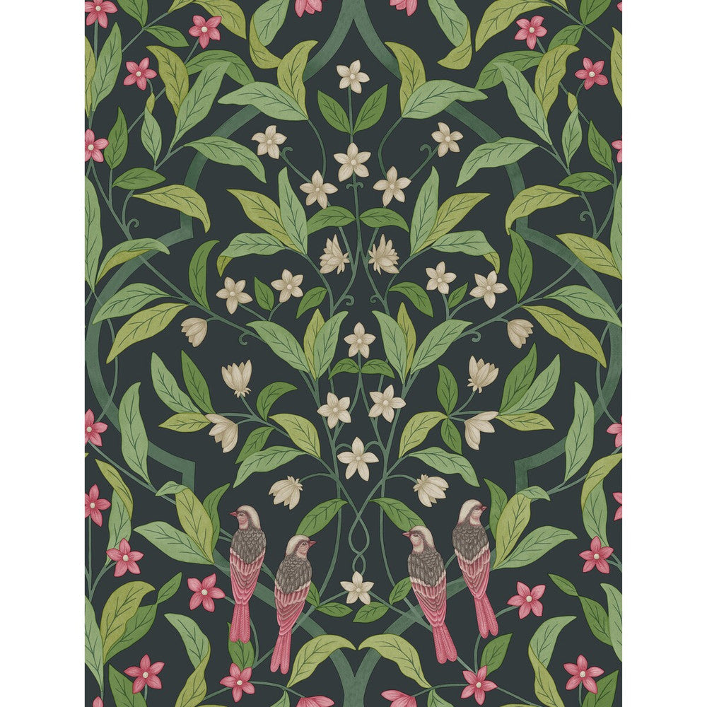 Jasmine & Serin Symphony Rose/Grn/Viridian by Cole & Son Designer Wallcovering COLE & SON SEVILLE NON WOVEN - 100% United Kingdom Horizontal: 20.5 and Vertical: 27 20.5 - Swanky Fabrics -