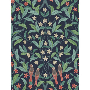 Jasmine & Serin Symphony Coral/Petrol/Ink by Cole & Son Wallcovering