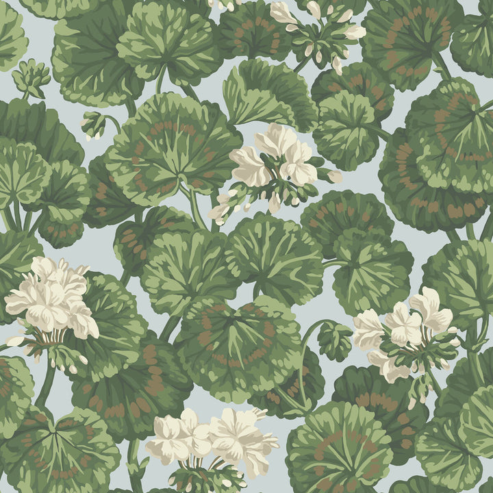 Geranium White & Sage On Seafoam by Cole & Son Wallcovering COLE & SON SEVILLE NON WOVEN - 100% United Kingdom Horizontal: 20.5 and Vertical: 20.5 20.5 - Fabric Carolina -