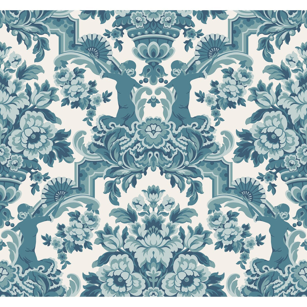 Lola Petrol Blues On White by Cole & Son Wallcovering COLE & SON SEVILLE NON WOVEN - 100% United Kingdom Horizontal: 27 and Vertical: 25.2 27 - Fabric Carolina -