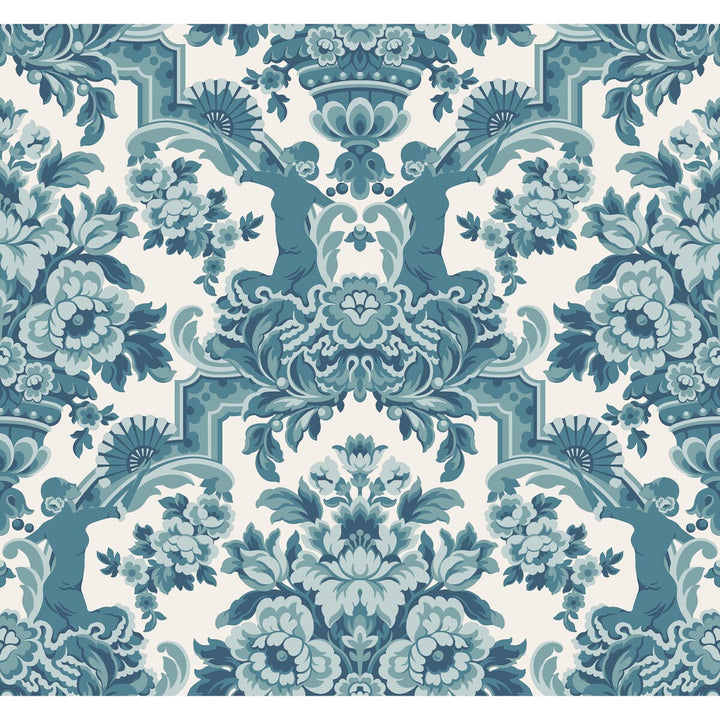 Lola Petrol Blues On White by Cole & Son Wallcovering COLE & SON SEVILLE NON WOVEN - 100% United Kingdom Horizontal: 27 and Vertical: 25.2 27 - Fabric Carolina -