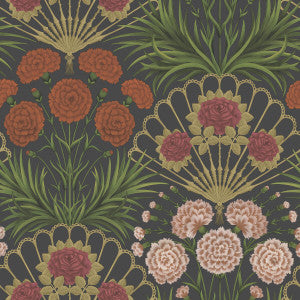 Flamenco Fan Cerise/Dk Tangerine/Gold/Blk by Cole & Son Wallcovering