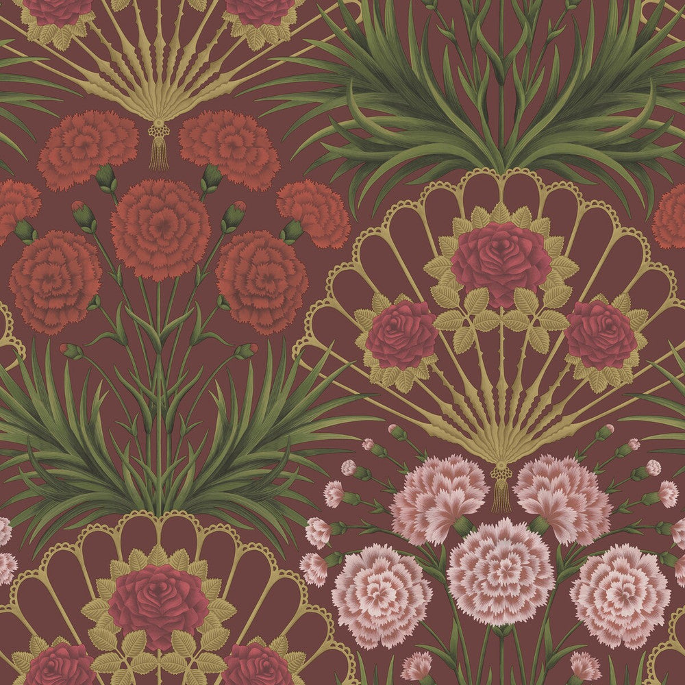 Flamenco Fan Rose/Brt Rouge/M Gold/Crimson by Cole & Son Wallcovering COLE & SON SEVILLE NON WOVEN - 100% United Kingdom Horizontal: 27 and Vertical: 27 27 - Fabric Carolina -