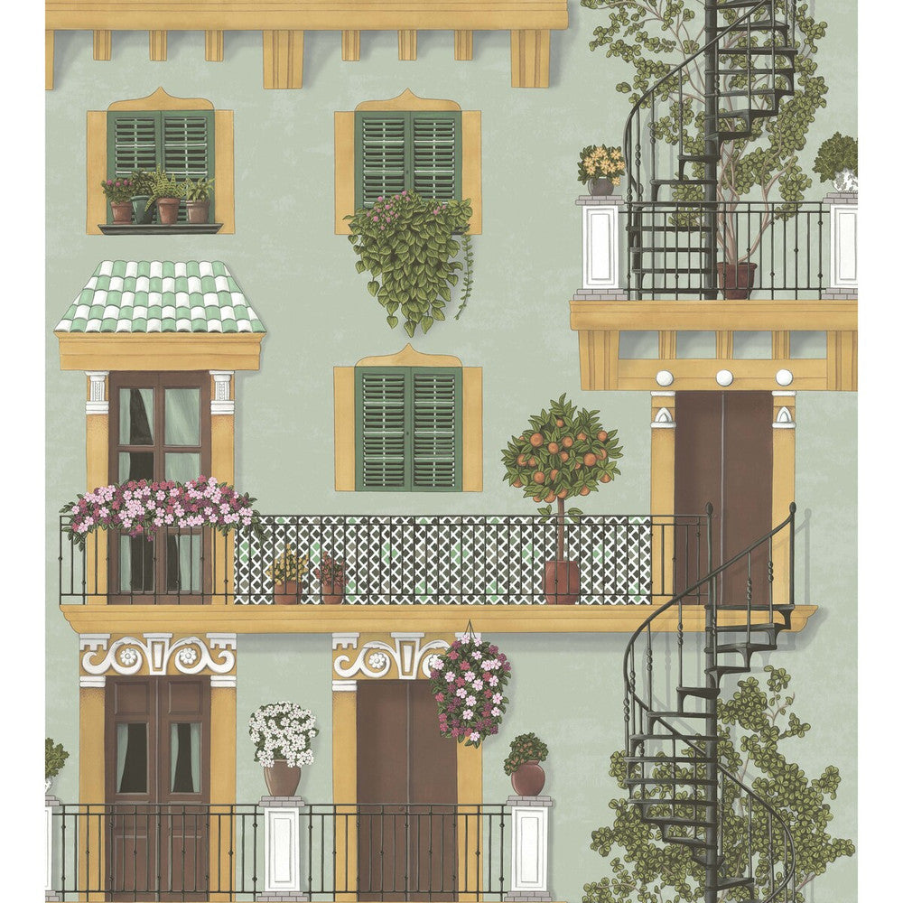 Alfaro Dark Ochre & Forest Green/Duck Egg by Cole & Son Wallcovering COLE & SON SEVILLE NON WOVEN - 100% United Kingdom Horizontal: 27 and Vertical: 30 27 - Fabric Carolina -