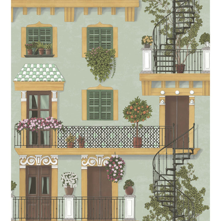 Alfaro Dark Ochre & Forest Green/Duck Egg by Cole & Son Wallcovering COLE & SON SEVILLE NON WOVEN - 100% United Kingdom Horizontal: 27 and Vertical: 30 27 - Fabric Carolina -