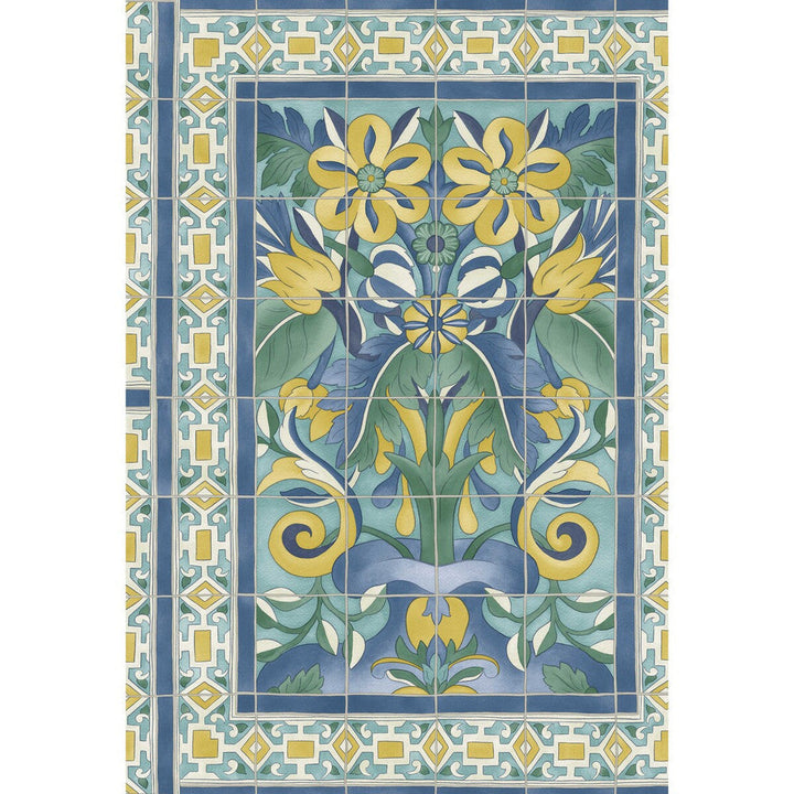 Triana Canary Yellow & China Blue On Teal by Cole & Son Wallcovering Cole & Son Wallcovering Triana Canary Yellow & China Blue On TealWallcovering COLE & SON SEVILLE NON WOVEN - 100% United Kingdom </p><p>Repeat: H: 20.5, V: 30 20.5 - Fabric Carolina -