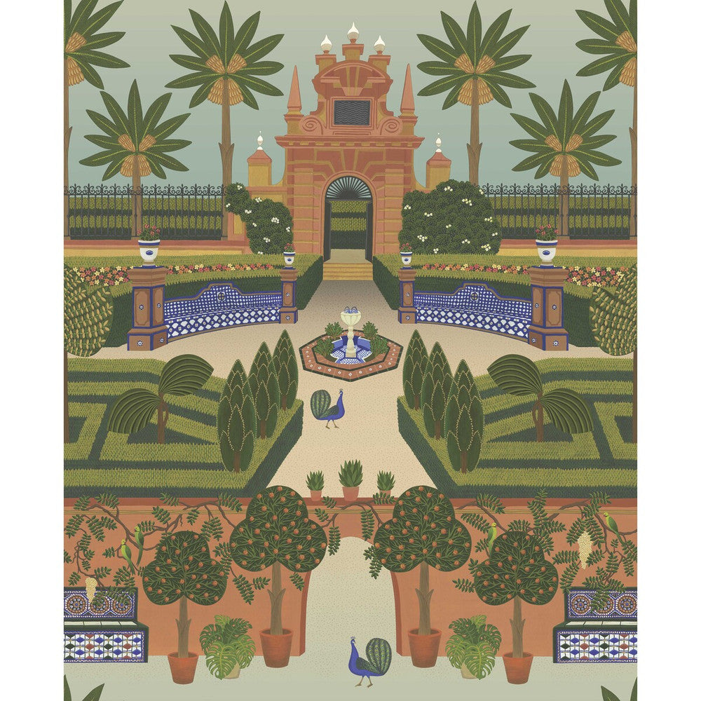 Alcazar Gardens Terracotta/Spring Gr/Multi by Cole & Son Wallcovering COLE & SON SEVILLE NON WOVEN - 100% United Kingdom Horizontal: 27 and Vertical: 33 27 - Fabric Carolina -