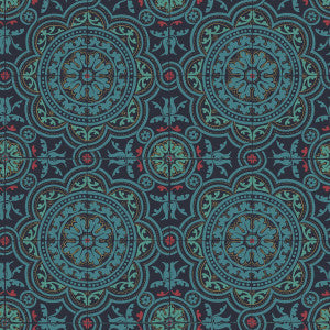 Piccadilly Petrol/Red/Metallic Gold On Ink by Cole & Son Wallcovering