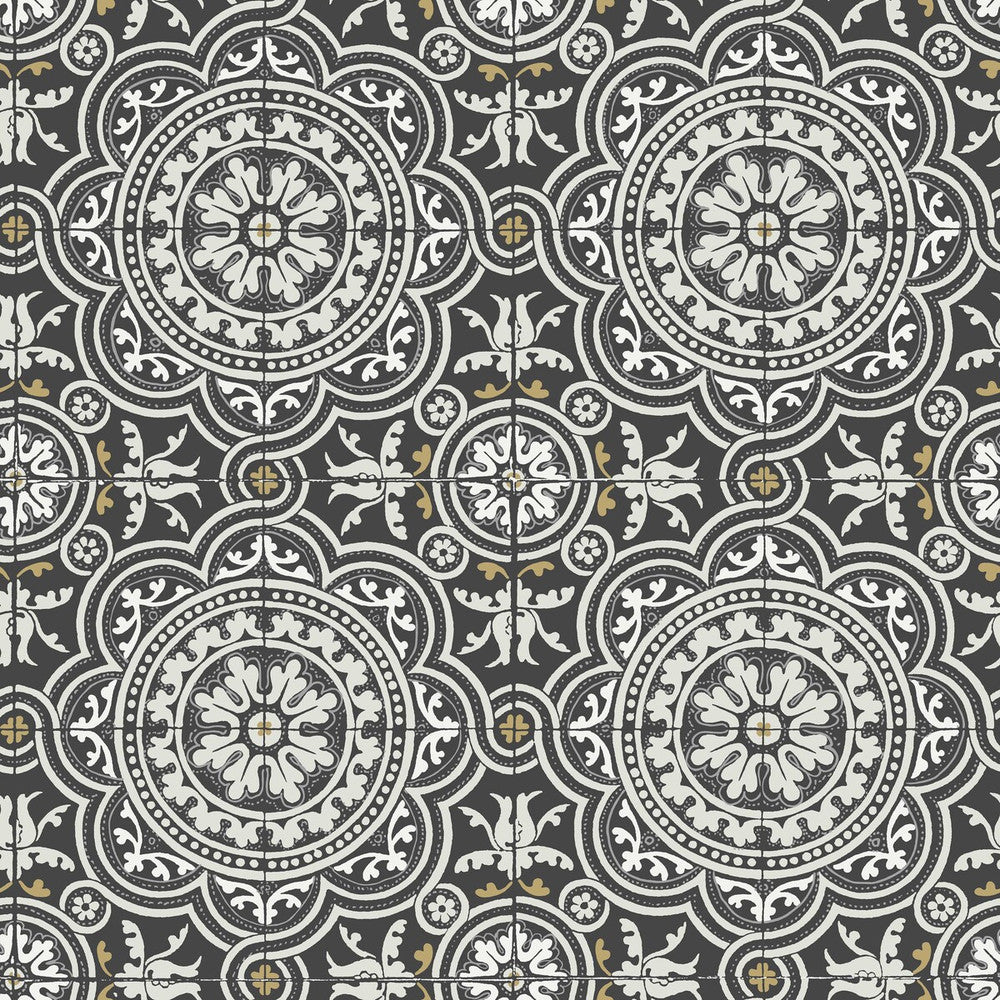 Piccadilly Grey & Metallic Gold On Black by Cole & Son Wallcovering COLE & SON SEVILLE NON WOVEN - 100% United Kingdom Horizontal: 20.8 and Vertical: 20.8 20.8 - Fabric Carolina -