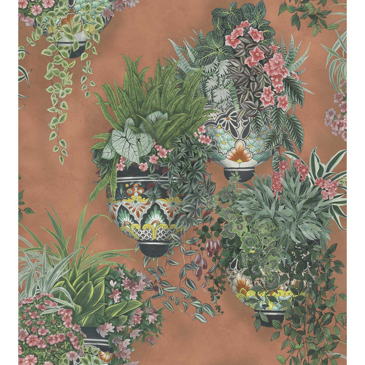 Talavera Rose & Spring Green On Terracotta by Cole & Son Wallcovering COLE & SON SEVILLE NON WOVEN - 100% United Kingdom Horizontal: 27 and Vertical: 30 27 - Fabric Carolina -