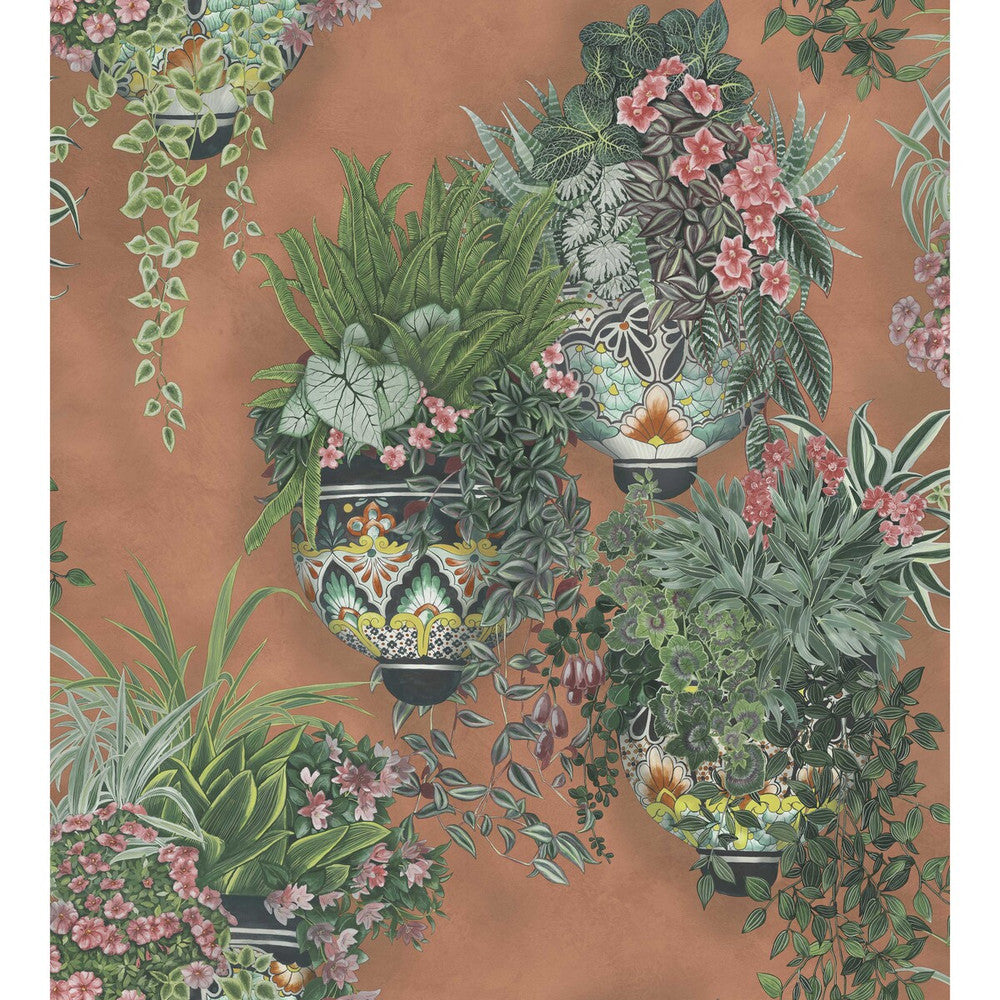 Talavera Rose & Spring Green On Terracotta by Cole & Son Wallcovering Cole & Son Wallcovering Talavera Rose & Spring Green On TerracottaWallcovering COLE & SON SEVILLE NON WOVEN - 100% United Kingdom </p><p>Repeat: H: 27, V: 30 27 - Fabric Carolina -