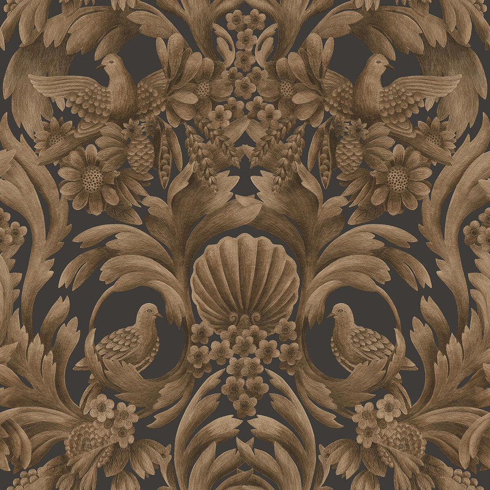 Gibbons Carving Mbrnz/Chr by Cole & Son Wallcovering COLE & SON HISTORIC ROYAL PALACES-GREAT MASTERS NON WOVEN - 100% United Kingdom Horizontal: 27 and Vertical: 27 27 - Fabric Carolina -