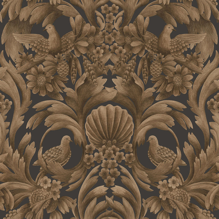 Gibbons Carving Mbrnz/Chr by Cole & Son Wallcovering COLE & SON HISTORIC ROYAL PALACES-GREAT MASTERS NON WOVEN - 100% United Kingdom Horizontal: 27 and Vertical: 27 27 - Fabric Carolina -