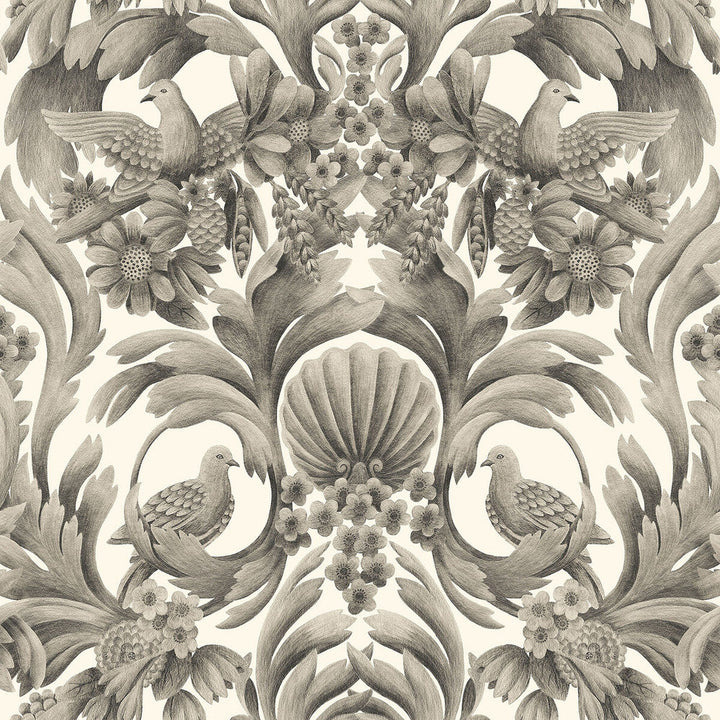 Gibbons Carving Soot/Ston by Cole & Son Designer Wallcovering COLE & SON HISTORIC ROYAL PALACES-GREAT MASTERS NON WOVEN - 100% United Kingdom Horizontal: 27 and Vertical: 27 27 - Swanky Fabrics -