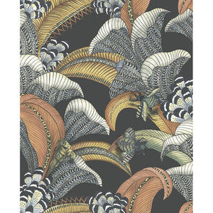 Hoopoe Leaves Charcoal by Cole & Son Wallcovering