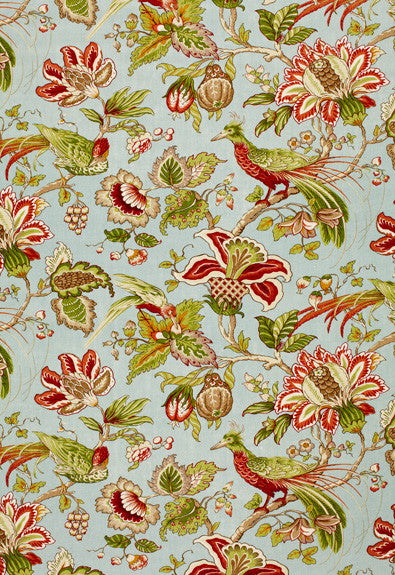 Sandringham Robin's Egg 1273002 by Schumacher Fabric Classic-Prints 100% Linen - Horizontal: 27 and Vertical: 25.25 54 - Fabric Carolina -