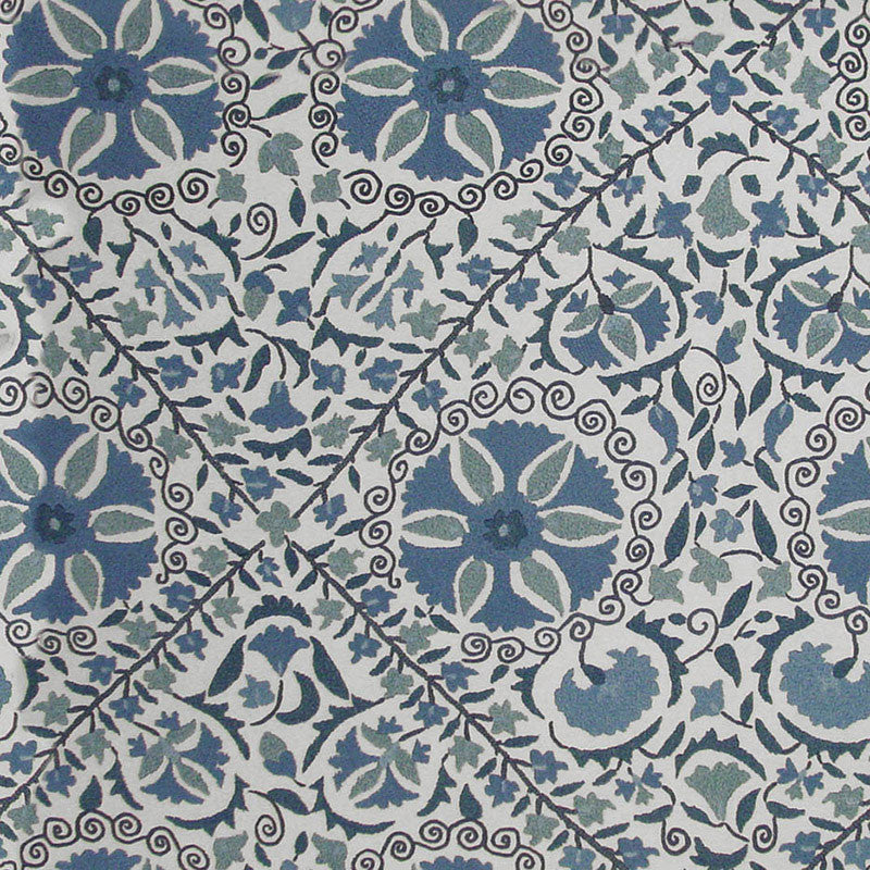 Madura Floral Stitchery Indigo & Ivory 1276002 by Schumacher Designer Fabric SALT BOX HOUSE(SPRING 04) See Sample FRANCE MEDIUM DUTY </p><p>Repeat: Horizontal: 27" (69CM) and Vertical: 27" (69CM) 54" WIDE (137CM) - Swanky Fabrics -