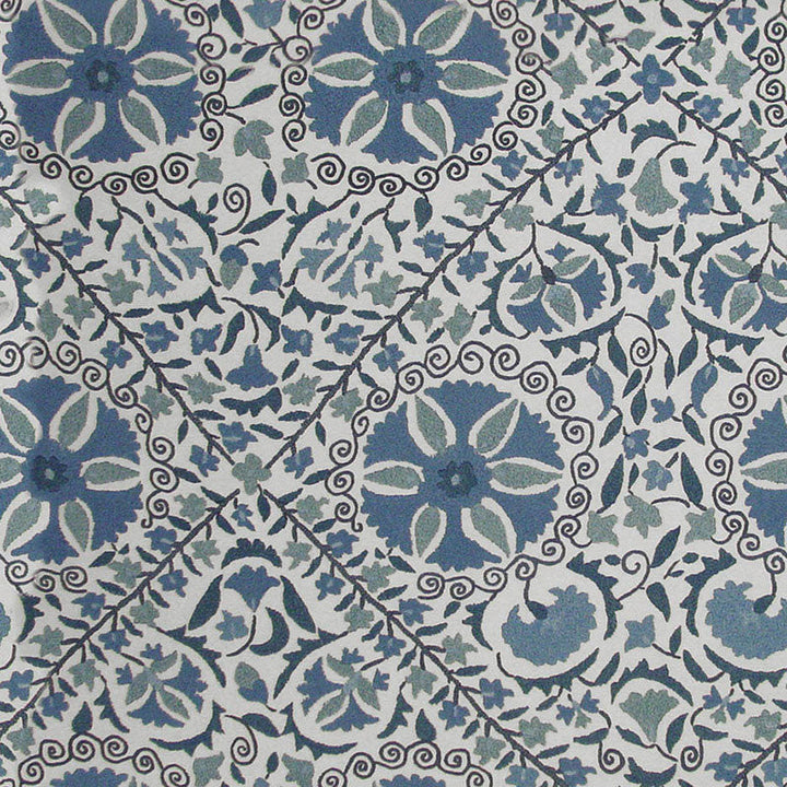 Madura Floral Stitchery Indigo & Ivory 1276002 by Schumacher Designer Fabric SALT BOX HOUSE(SPRING 04) See Sample FRANCE MEDIUM DUTY </p><p>Repeat: Horizontal: 27" (69CM) and Vertical: 27" (69CM) 54" WIDE (137CM) - Swanky Fabrics -
