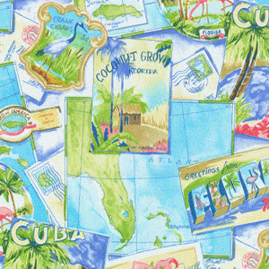 GREETINGS FROM PARADISE Tropics 130130 by PKL Studio Outdoor Fabric