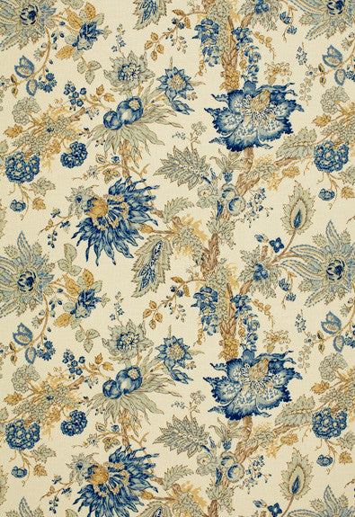 Ellis Floral Vine Indigo 1304001 by Schumacher Fabric Classic-Prints 100% Cotton - Horizontal: 27 and Vertical: 23.5 54 - Fabric Carolina -
