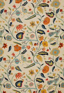 Apsley Vine Apricot & Teal 1307000 by Schumacher Fabric
