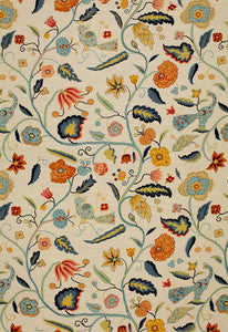 Apsley Vine Apricot & Teal 1307000 by Schumacher Fabric