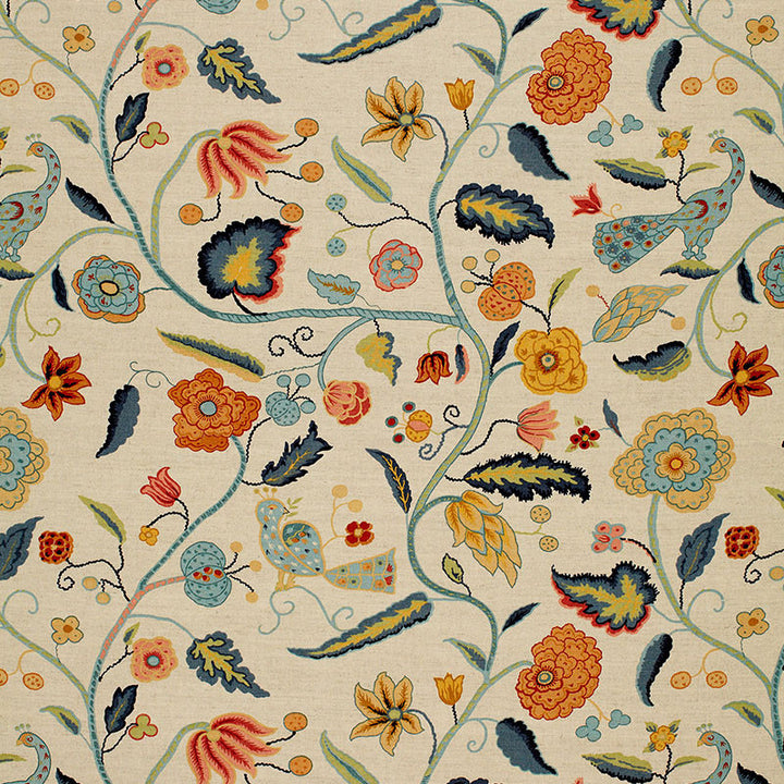 Apsley Vine Apricot & Teal 1307000 by Schumacher Fabric GREEFF PRINTS F05 See Sample UNITED KINGDOM NOT APPLICABLE </p><p>Repeat: Horizontal: 27" (69CM) and Vertical: 25 1/4" (64CM) 54" WIDE (137CM) - Fabric Carolina -