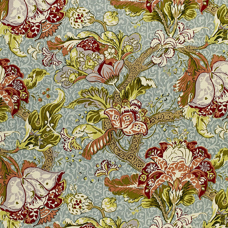 Ariella Jacobean Robin'S Egg 1319001 by Schumacher Designer Fabric AVERY HILL LINEN 100% UNITED KINGDOM </p><p>Repeat: Horizontal: 27" (69CM) and Vertical: 27" (69CM) 54 - Swanky Fabrics -