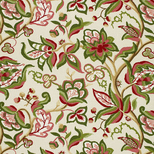 Alexandra Vine Pink & Green 1325002 by Schumacher Fabric