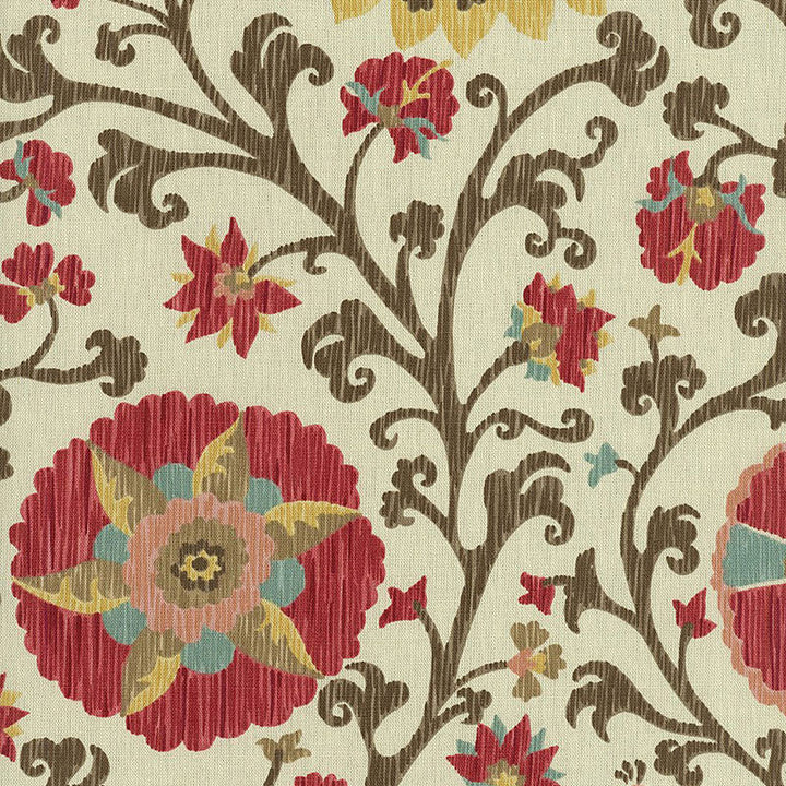 Fergana Embroidery Print Teak 1327000 by Schumacher Designer Fabric AVERY HILL See Sample UNITED STATES OF AMERICA NOT APPLICABLE </p><p>Repeat: Horizontal: 27" (69CM) and Vertical: 36" (91CM) 54" WIDE (137CM) - Swanky Fabrics -