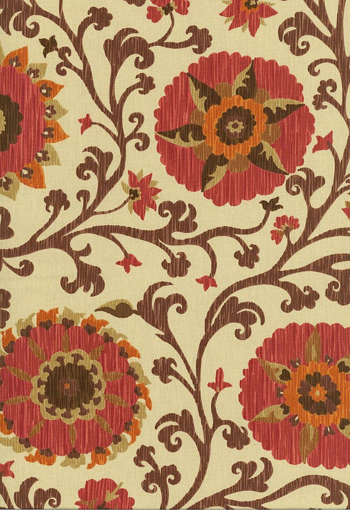 Fergana Embroidery Print Raisin 1327002 by Schumacher Fabric Classic-Prints 100% Cotton - Horizontal: 27 and Vertical: 36 54 - Fabric Carolina -