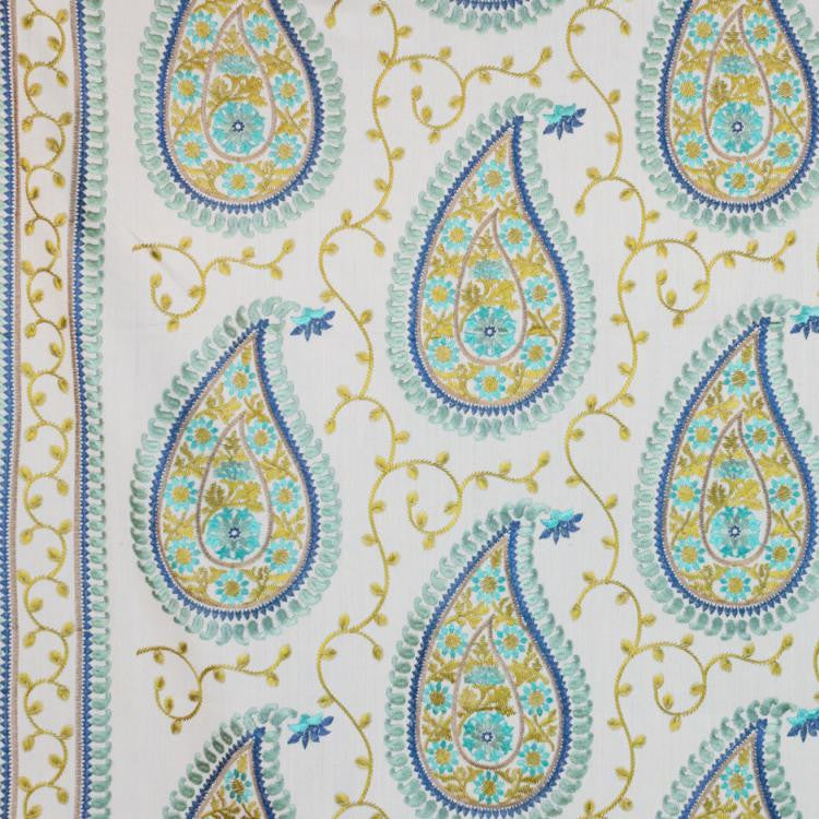 Kadiri Paisley Border Mineral by RM CoCo Fabric