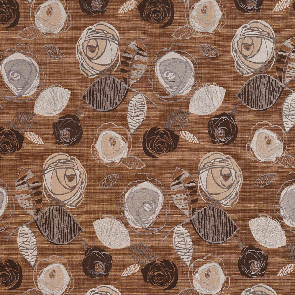 1373 Nutmeg Bloom by Charlotte Fabric Urban Gardens 100% Woven Polyester Asia Exceeds 48,000 Wyzenbeek Rubs (Heavy Duty) </p><p>Repeat: Horizontal: 14.75" x Vertical: 25" 54 Inches - Fabric Carolina -