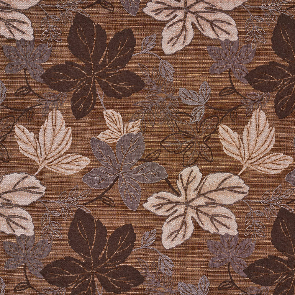 1389 Nutmeg Leaf by Charlotte Fabric Urban Gardens 100% Woven Polyester Asia Exceeds 48,000 Wyzenbeek Rubs (Heavy Duty) Horizontal: 14.75" x Vertical: 14" 54 Inches - Fabric Carolina -