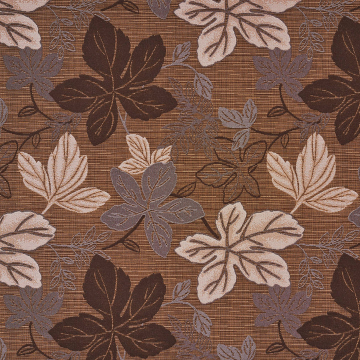 1389 Nutmeg Leaf by Charlotte Fabric Urban Gardens 100% Woven Polyester Asia Exceeds 48,000 Wyzenbeek Rubs (Heavy Duty) Horizontal: 14.75" x Vertical: 14" 54 Inches - Fabric Carolina -