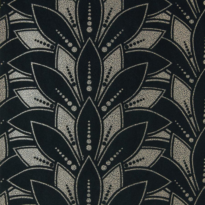 Astoria Flock (Wp) # 03 Jet by 1838 Wallcoverings Wallpaper Elodie STRAIGHT PASTE THE WALL UNITED KINGDOM V-5.1" 20.5"X11YD - Fabric Carolina -