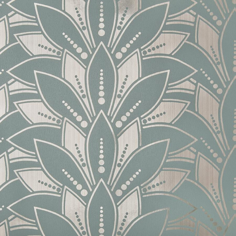 Astoria Foil (Wp) # 05 Neo Mint by 1838 Wallcoverings Wallpaper Elodie STRAIGHT PASTE THE WALL UNITED KINGDOM V-5.1" 20.5"X11YD - Fabric Carolina -