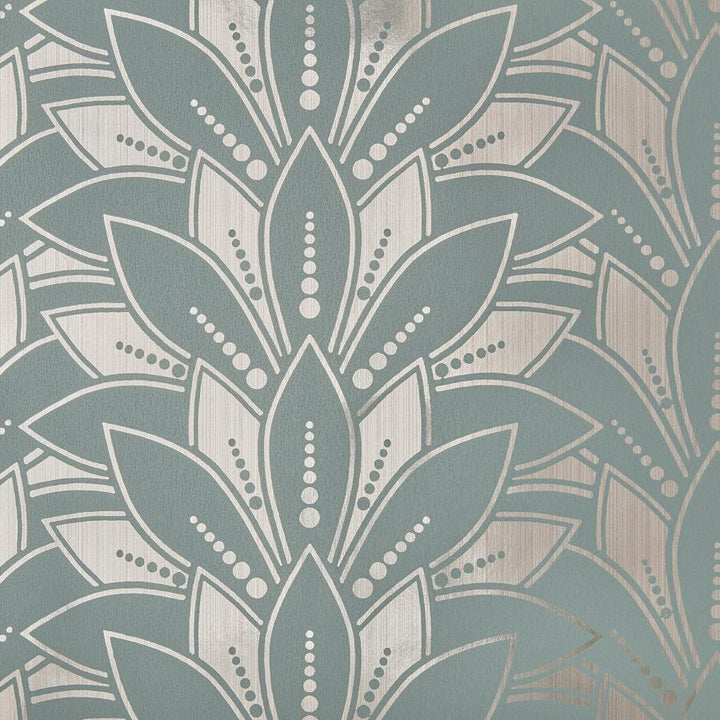 Astoria Foil (Wp) # 05 Neo Mint by 1838 Wallcoverings Wallpaper Elodie STRAIGHT PASTE THE WALL UNITED KINGDOM V-5.1" 20.5"X11YD - Fabric Carolina -